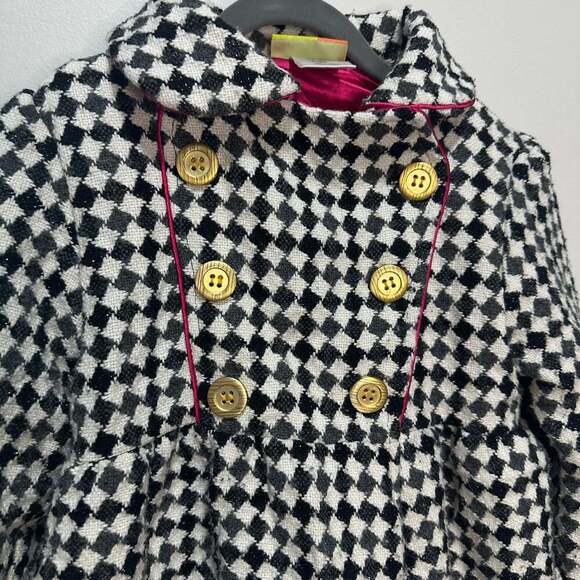 Penelope Mack Other - Penelope Mack Girls Houndstooth Coat with Pink Lining, Sz 6X